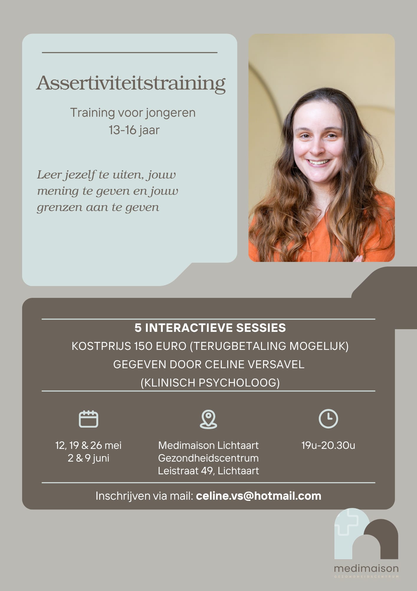Flyer: Assertiviteitstraining jongeren (13-16 jaar)