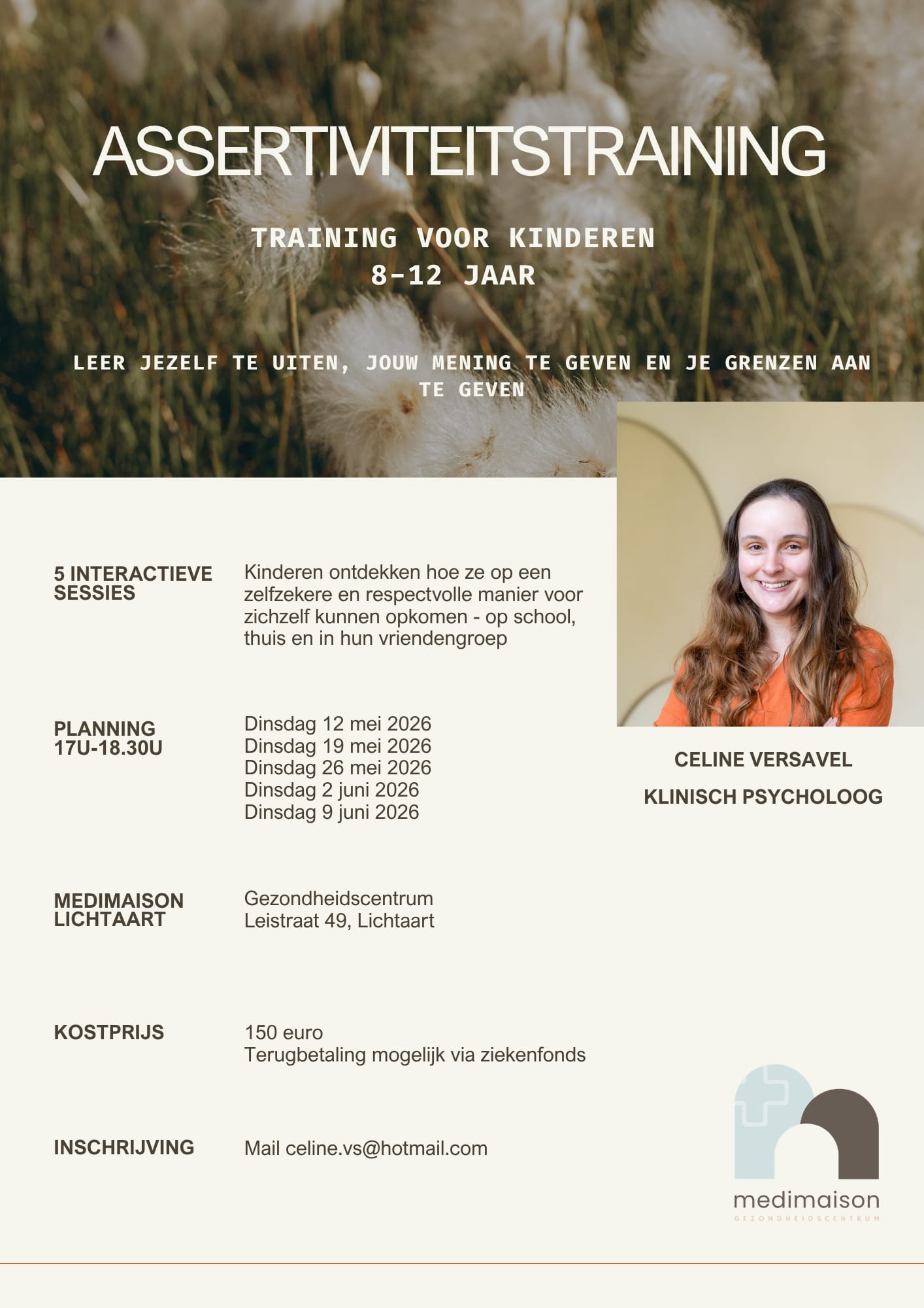 Flyer: Assertiviteitstraining kinderen (8-12 jaar)